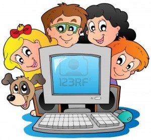 10354188-computer-with-cartoon-kids-and-dog